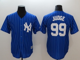 New York Yankees #99 Aaron Judge Cool Base Jersey Blue With Pinstrip
