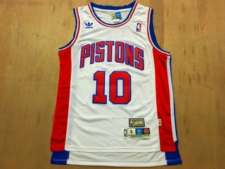 Detroit Pistons 10 Dennis Rodman Basketball Jersey White Throwback