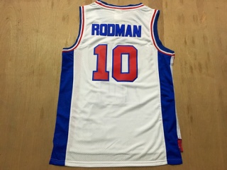 Detroit Pistons 10 Dennis Rodman Basketball Jersey White Throwback