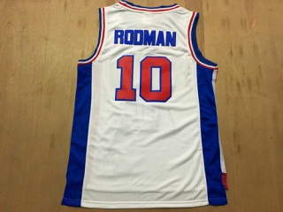Detroit Pistons 10 Dennis Rodman Basketball Jersey White Throwback