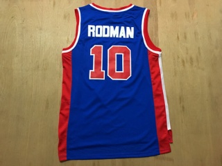 Detroit Pistons 10 Dennis Rodman Basketball Jersey Blue Throwback