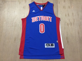 Detroit Pistons 0 Andre Drummond Basketball Jersey Blue Throwback