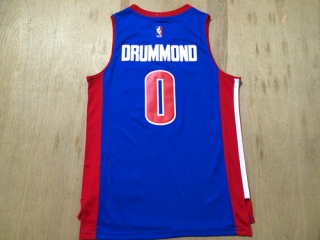 Detroit Pistons 0 Andre Drummond Basketball Jersey Blue Throwback