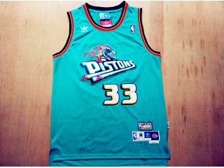 Detroit Pistons 33 Grant Hill Basketball Jersey Teal Throwback