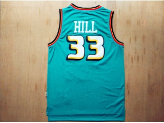 Detroit Pistons 33 Grant Hill Basketball Jersey Teal Throwback
