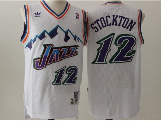 Utah Jazz 12 John Stockton Basketball Jersey White Throwback