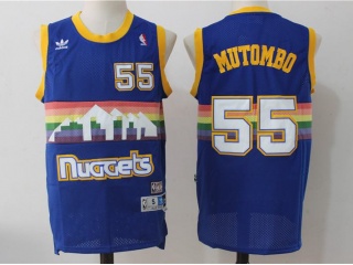 Denver Nuggets 55 Dikembe Mutombo Basketball Jersey Purple Rainbow Throwback