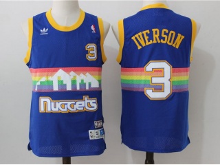 Denver Nuggets 3 Allen Iverson Basketball Jersey Blue Rainbow Throwback