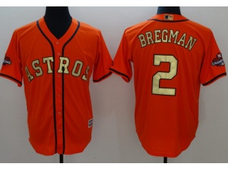 Houston Astros #2 Alex Bregman With Gold Number Cool Base Jerseys Orange