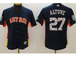 Women Houston Astros #27 Jose Altuve 2018 Spring Trainning Jersey Navy Blue