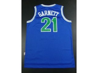 Minnesota Timberwolves 21 Kevin Garnett Throwback Basketball Jersey Light Blue with Green Number