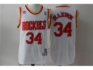 Houston Rockets 34 Hakeem Olajuwon Basketball Jersey White Throwback