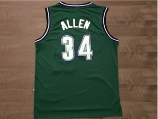 Milwaukee Bucks 34 Ray Allen Basketball Jersey Green Throwback