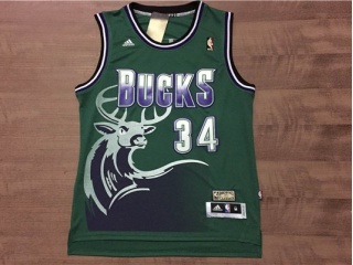 Milwaukee Bucks 34 Ray Allen Basketball Jersey Green Throwback