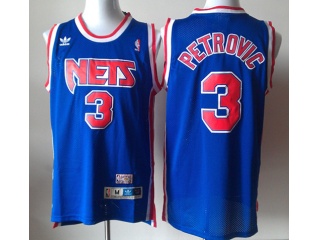 Brooklyn Nets 3 Drazen Petrovic Basketball Jersey Blue Throwback