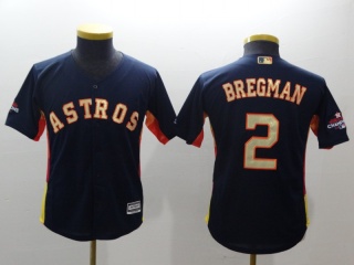 Youth Houston Astros #2 Alex Bregman Baseball Jersey Navy Blue Golden Number