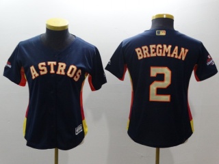 Women Houston Astros #2 Alex Bregman Jersey Navy Blue with Golden Number