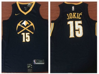 Nike Denver Nuggets 15 Nikola Jokić Basketball Jersey Navy City Swingman