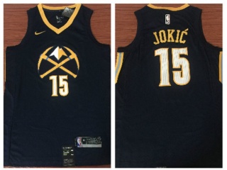 Nike Denver Nuggets 15 Nikola Jokić Basketball Jersey Navy City Swingman