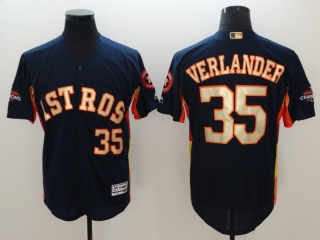 Houston Astros #35 Justin Verlander World Series Champions Gold Program Flexbase Jersey Blue