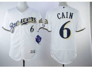 Milwaukee Brewers #6 Lorenzo Cain Flex Base Jerseys White