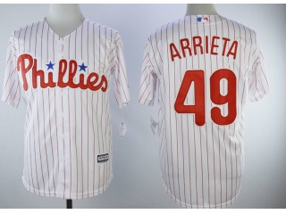 Philadelphia Phillies #49 Jake Arrieta Cool Base Jerseys White Strips