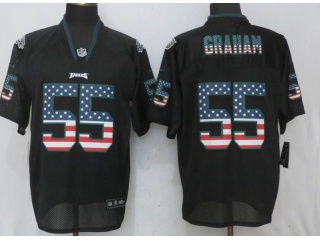 Philadelphia Eagles #55 Brandon Graham USA Flag Fashion Football Jersey Black