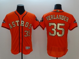 Houston Astros #35 Justin Verlander World Series Champions Gold Program Flexbase Jersey Orange