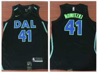 Nike Dallas Mavericks 41 Dirk Nowitzki Basketball Jersey Navy City Swingman