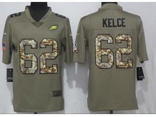 Philadelphia Eagles #62 Jason Kelce Salute To Service Limited Jersey Olive Camo