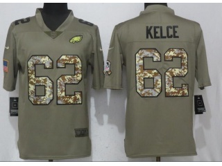 Philadelphia Eagles #62 Jason Kelce Salute To Service Limited Jersey Olive Camo