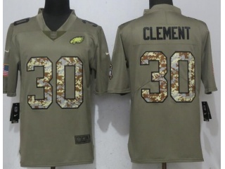 Philadelphia Eagles #30 Corey Clement Salute To Service Limited Jersey Olive Camo