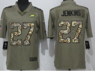 Philadelphia Eagles #27 Malcolm Jenkins Salute To Service Limited Jersey Olive Camo