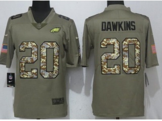 Philadelphia Eagles #20 Brian Dawkins Salute To Service Limited Jersey Olive Camo