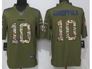 San Francisco 49ers #10 Jimmy Garoppolo Salute To Service Limited Jersey Green