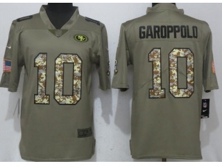 San Francisco 49ers #10 Jimmy Garoppolo Salute To Service Limited Jersey Olive Camo