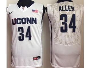 Uconn Huskies 34 Ray Allen College Basketball Jersey White