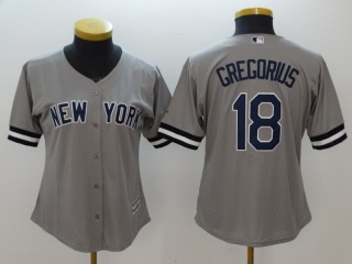 New York Yankees #18 Didi Gregorius Women Jersey Grey