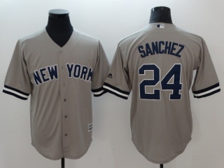 New York Yankees #24 Gary Sanchez Cool Base Jersey Grey