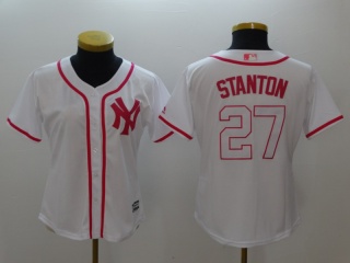 Women New York Yankees #27 Giancarlo Stanton Jersey White Pink