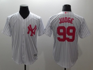 New York Yankees #99 Aaron Judge Cool Base Jersey White Pink