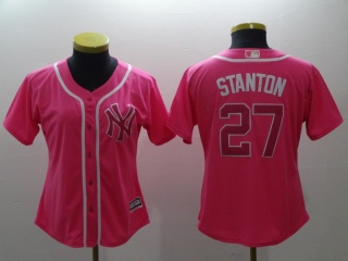 Women New York Yankees #27 Giancarlo Stanton Jersey Pink