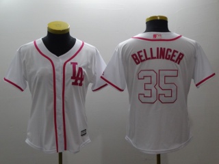Women Los Angeles Dodgers #35 Cody Bellinger Jersey White Pink