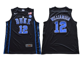 Duke Blue Devils 12 Zion Williamson Black College Basketball Jersey