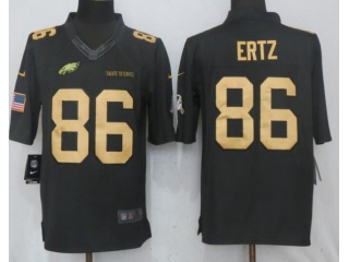 Philadelphia Eagles #86 Zach Ertz Anthracite Salute to Service Limited Football Jersey Gold