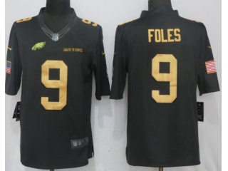Philadelphia Eagles #9 Nick Foles Anthracite Salute to Service Limited Football Jersey Gold