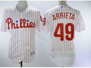 Philadelphia Phillies #49 Jake Arrieta Strips Flexbase Jerseys White
