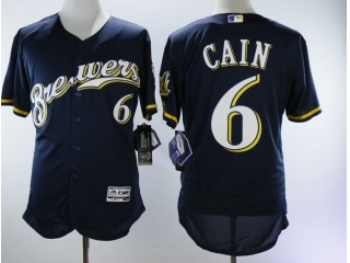 Milwaukee Brewers #6 Lorenzo Cain Flex Base Jerseys Navy Blue
