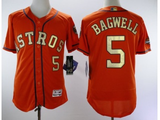 Houston Astros #5 Jeff Bagwell With Gold Number Cool Base Jersey Orange