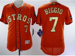 Houston Astros #7 Biggio With Gold Number Cool Base Jersey Orange